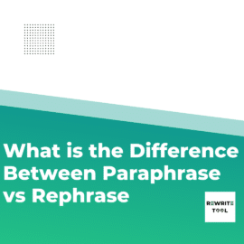 a decorative image shows the headline of this post 'paraphrase vs rephrase'